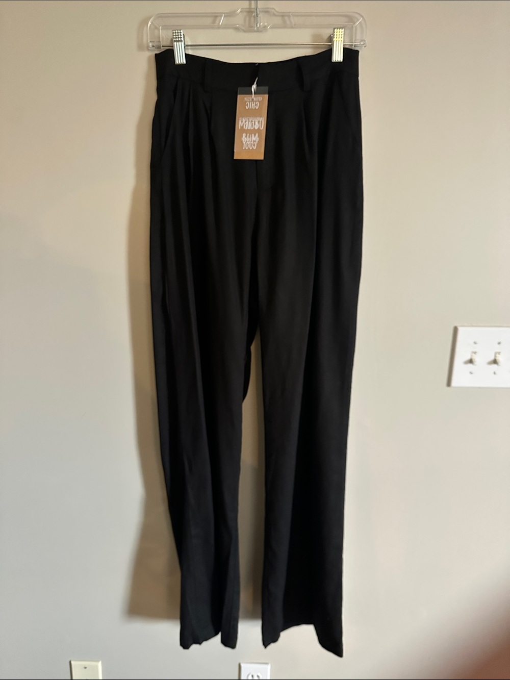 Black wide leg high waisted linen trousers - Picture 4 of 6